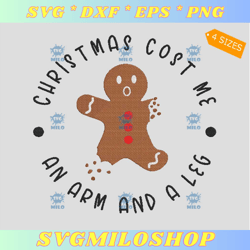 christmas cost me an arm and a leg embroidery design  broken gingerbread cookie christmas embroidery design