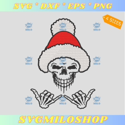 christmas skull embroidery design  santa skull embroidery design