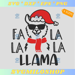 fa la la llama embroidery design  santa hat llama embroidery design