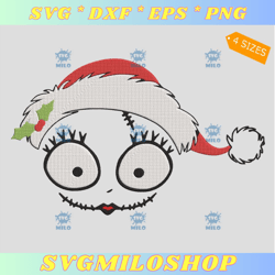 sally santa hat embroidery design  christmas sally nightmas embroidery design