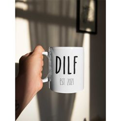 new dad gift est 2021 mug, expecting father, first time baby gifts, pregnancy announcement, first fathers day, dilf cong