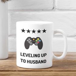 new husband mug  leveling up to husband  engagement gift  groom gift  gifts for fiance  fiance gift for him  gift