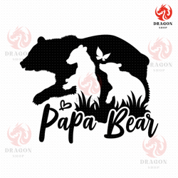 papa bear svg png eps pdf files, fathers day svg, papa bear baby svg, funny dad svg, bear svg, papa svg, bear silhouette