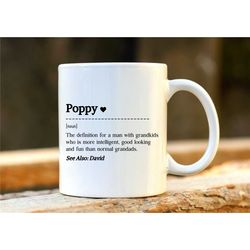poppy mug, personalised grandpa gift, custom grandfather mug, gift for grandfather, mug for grandpa, gift for grandpa.