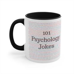 psychology mug, funny psychologist gifts, 101 psychology jokes, psychology puns, therapist gift, therapy mug, psychology