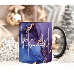 purple marble mug, personalised mug, custom name cup, coffee tea cup gift for her, valentines gift for her him, sister m