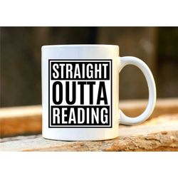 reading hip hop mug, straight outta reading coffee cup, funny rapper gift, uk hip hop merchandise.