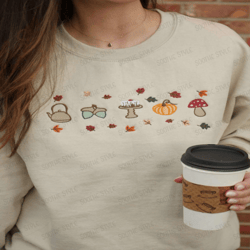 autumn elements embroidered sweatshirt 2d crewneck sweatshirt for men and women