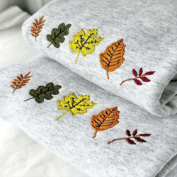 autumn leaves embroidered sweatshirt 2d crewneck sweatshirt gift for family