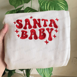 embroidered santa baby christmas sweatshirt, best gift for christmas