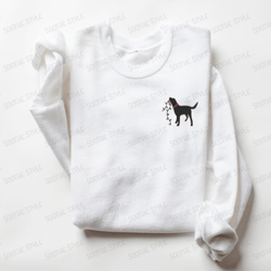 embroidered sweatshirt, christmas lights and black labrador, gift for christmas