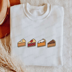 embroidered thanksgiving pie sweatshirt, 2d crewneck sweatshirt gift for family