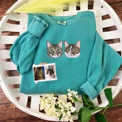 comfort color custom embrodiered cat sweatshirt from photo