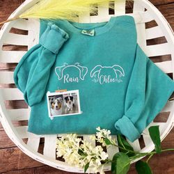 comfort color custom embroidered dog ear sweatshirt from photo