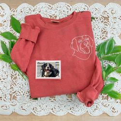 comfort color custom embroidered dog face sweatshirt from your photo