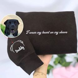 custom dog ear sweatshirt, hoodie embroidered your photo, dog name