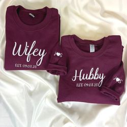 personalized bridal shower gifts for her with embroidered ms mrs sweatshirt, est date, any text