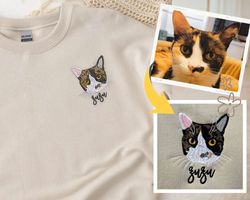 personalized cat face from photo embroidered sweatshirt, hoodie
