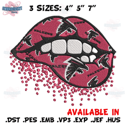 atlanta falcons dripping lips embroidery design, falcons embroidery, nfl embroidery, sport embroidery, embroidery design