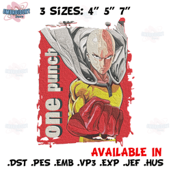 one punch man poster embroidery design, one punch man embroidery, embroidery file, anime embroidery, anime shirt
