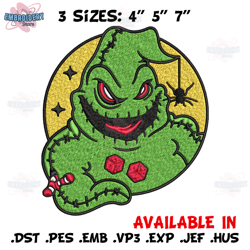 oogie boogie laugh embroidery design, oogie boogie embroidery, halloween design, embroidery file, digital download.