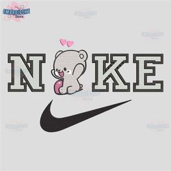 nike x bear cute embroidery design, bear embroidery, nike design