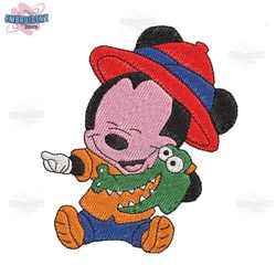 baby mickey crocodile embroidery design ,png