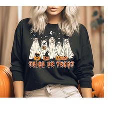 halloween ghost dog sweatshirt, spooky dog shirt, witch dog shirt, trick or treat shirt, halloween party shirt, horror n