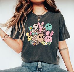 retro easter vibes shirt, happy easter day shirt, easter peeps smiley unisex crewneck shirt, a261