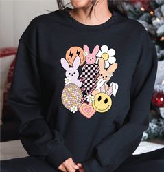 retro easter vibes sweatshirt, happy easter day sweatshirt, easter peeps smiley sweatshirt and hoodie, a250