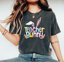 teacher bunny shirt, happy easter day shirt, easter teacher unisex crewneck shirt, a268