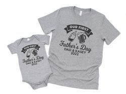 matching son and dad shirts, our first fathers day tees, fathers day gift, matching dad kid, father daughter tee, custom