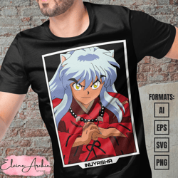 premium inuyasha anime vector t-shirt design template 3