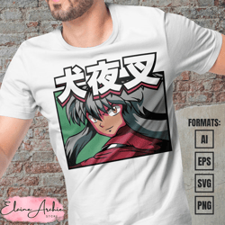 premium inuyasha anime vector t-shirt design template 4