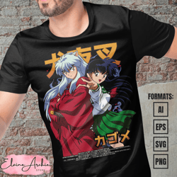premium inuyasha anime vector t-shirt design template 5