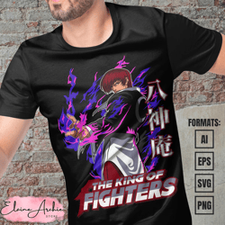 premium iori yagami king of fighters vector t-shirt design template