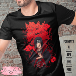 premium itachi uchiha naruto anime vector t-shirt design template 5