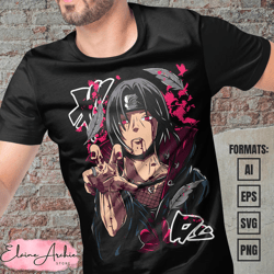 premium itachi uchiha naruto anime vector t-shirt design template