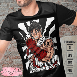 premium jin kazama tekken vector t-shirt design template