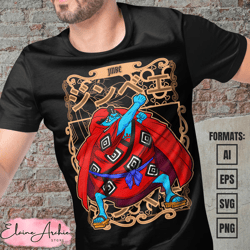 premium jinbe one piece anime vector t-shirt design template 2