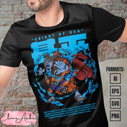 premium jinbei one piece anime vector t-shirt design template