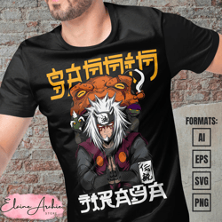 premium jiraya naruto anime vector t-shirt design template