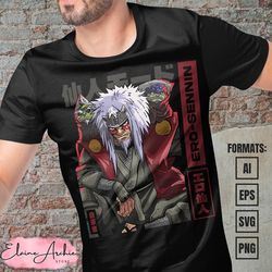 premium jiraya sage mode naruto anime vector t-shirt design template