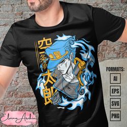 premium jotaro kujo jojos bizarre adventure anime vector t-shirt design template