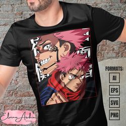 premium jujutsu kaisen anime vector t-shirt design template 17