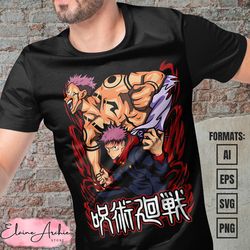 premium jujutsu kaisen anime vector t-shirt design template 18