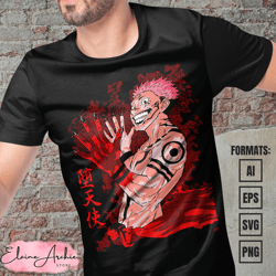 premium jujutsu kaisen anime vector t-shirt design template 2
