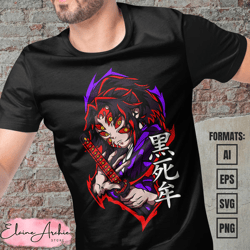 premium kokushibo demon slayer anime vector t-shirt design template 3