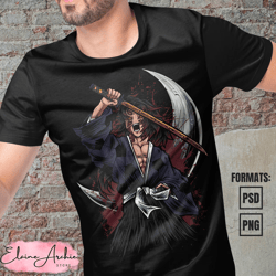 premium kokushibo demon slayer anime vector t-shirt design template 5