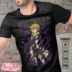 premium meliodas the seven deadly sins anime vector t-shirt design template 2